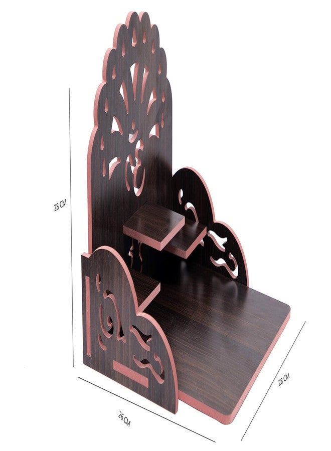 Om Shree Fully Handmade Beautiful Wooden Home and Office Temple/Pooja Mandir(28 x 28 x 26 cm) (Black) - Image 3