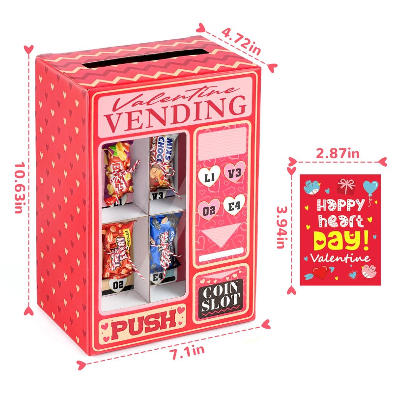 Zesua Valentines Day Gifts For Kids - Diy Vending Mailbox Valentine Boxes For Kids With 30 Valentine Cards - Valentines Day Cards For Boys Girls Toddlers School Classroom Exchange Party Favors - Image 3