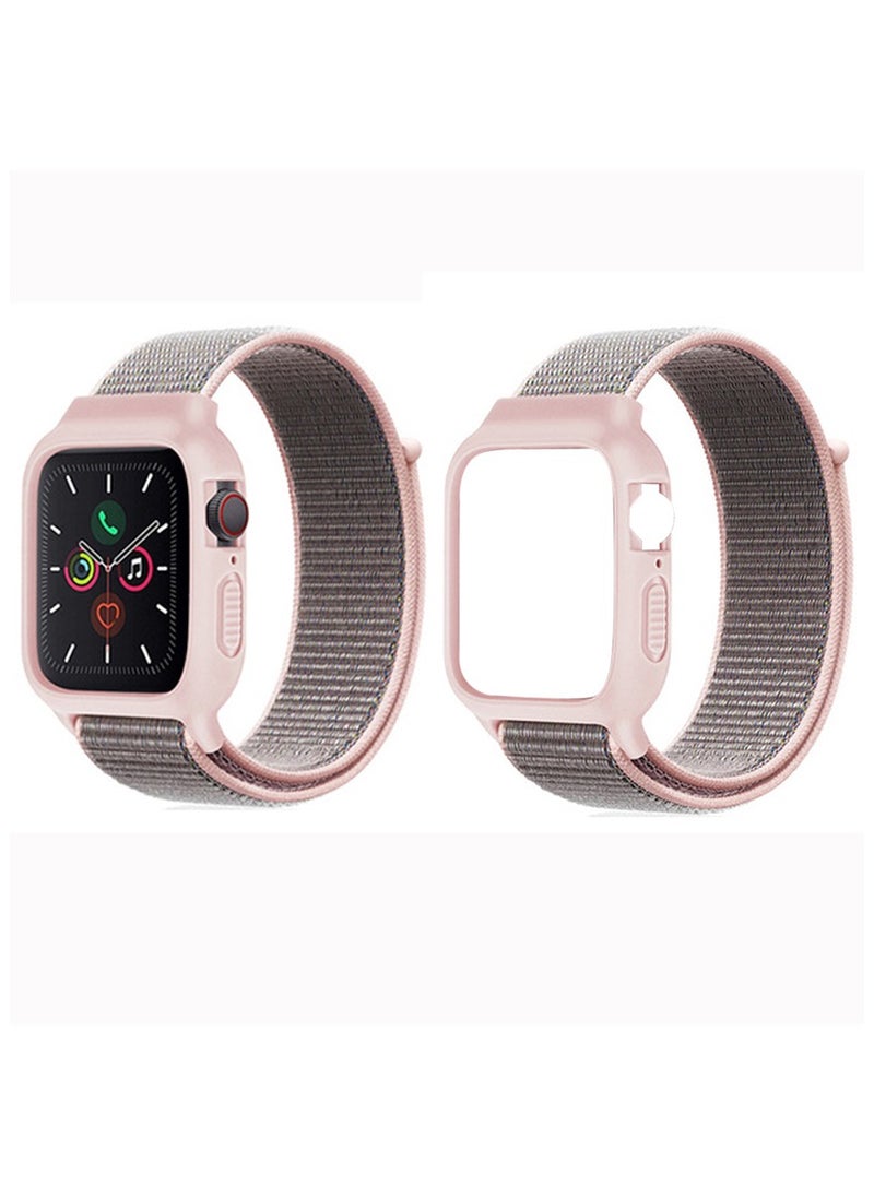 Generic Sport Band and Case for Apple Watch Band 38mm 40mm 41mm, Protective Silicone Bumper Case with Loop Strap for Series 9/8/7/6/5/4/3 for Women Men  - Image 1