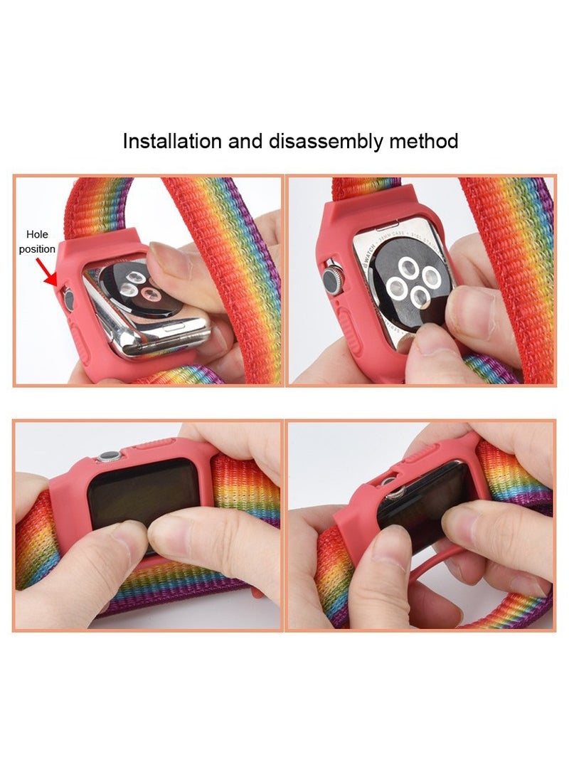 Generic Sport Band and Case for Apple Watch Band 38mm 40mm 41mm, Protective Silicone Bumper Case with Loop Strap for Series 9/8/7/6/5/4/3 for Women Men  - Image 5