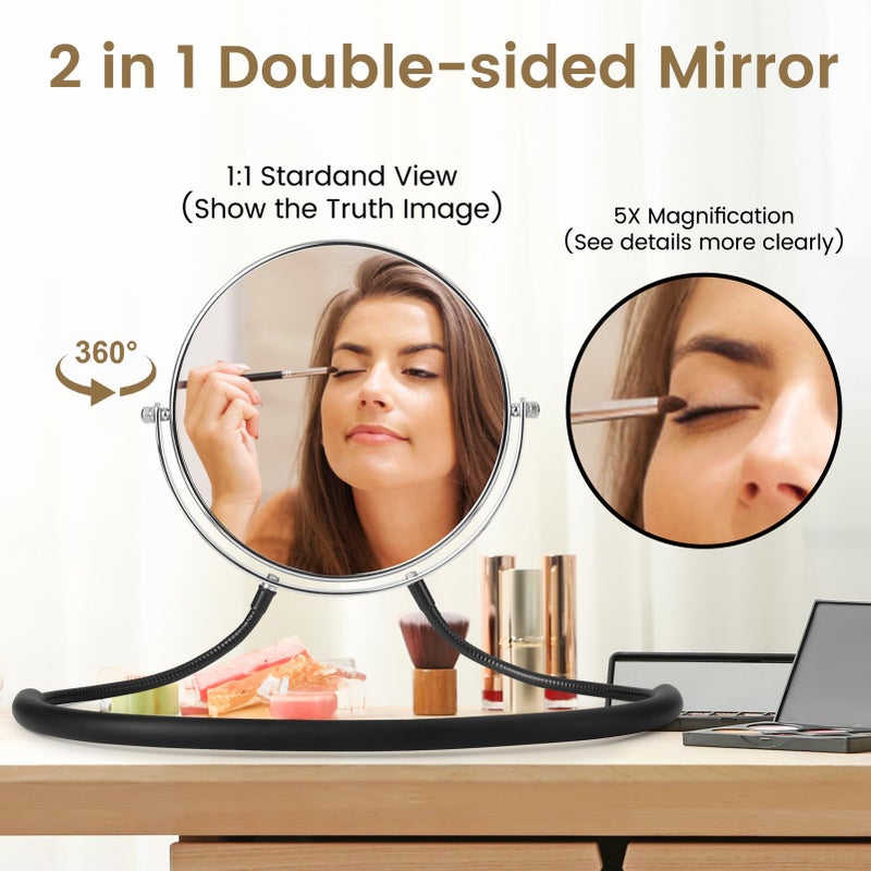 Deikoliuna Big Size Double-Sided Mirror to See Back of Head, Hands Free Adjustable Mirror Hung Around The Neck, Two Way for Mirrors Women Man Makeup, Self Haircut, Standard Viewing, 5X Magnification 360Â° Mirrors - Image 3