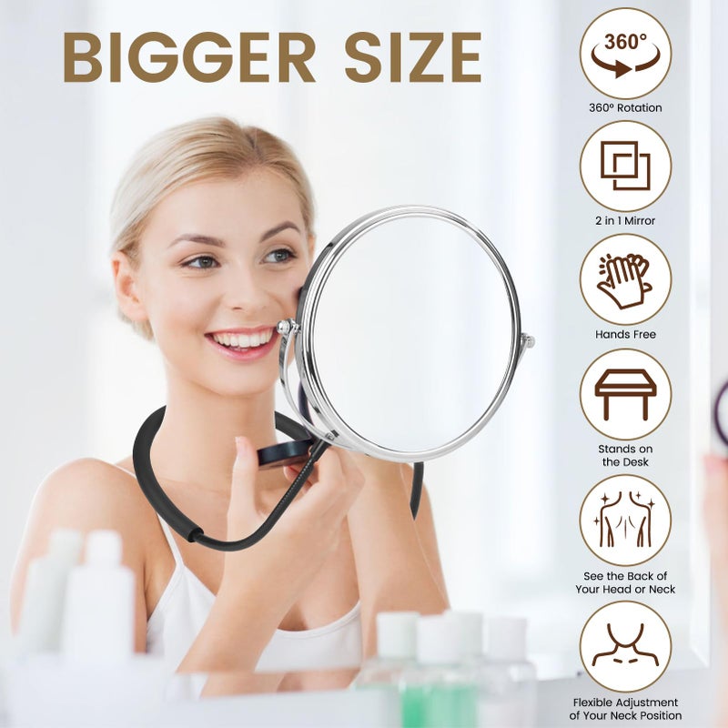 Deikoliuna Big Size Double-Sided Mirror to See Back of Head, Hands Free Adjustable Mirror Hung Around The Neck, Two Way for Mirrors Women Man Makeup, Self Haircut, Standard Viewing, 5X Magnification 360Â° Mirrors - Image 5