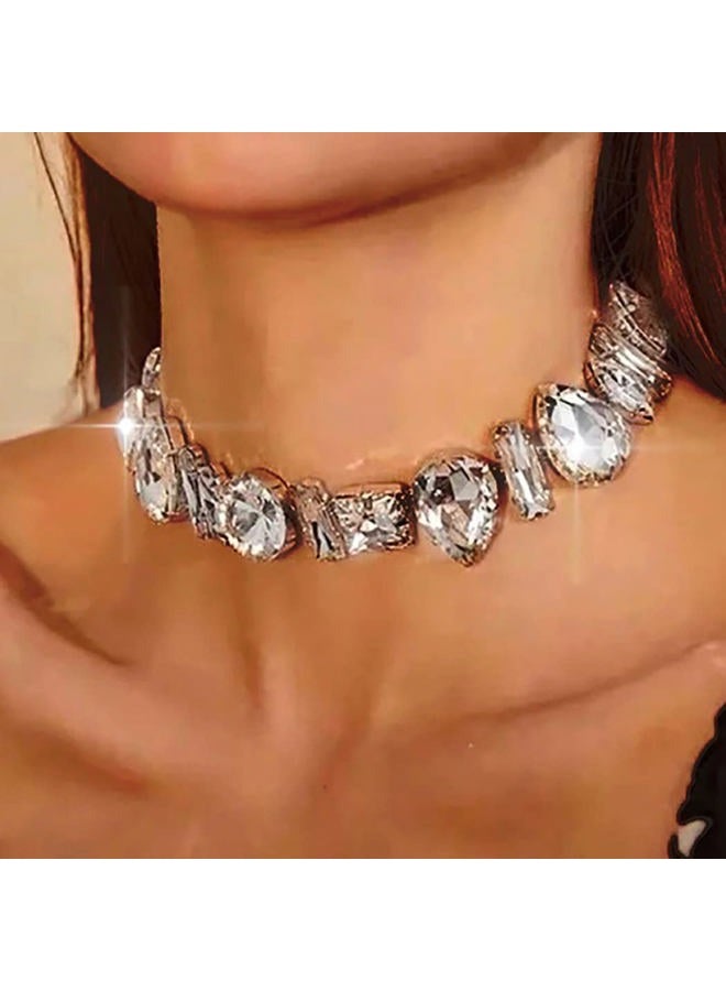 JONKY Crystal Chokers Silver Choker Necklace Rhinestone Neck Chain Bling Neck Jewelry Prom Accessories for Women - Image 5