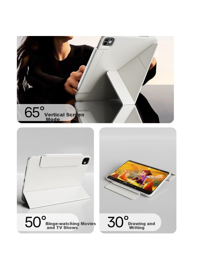 Zoyu Compatible With 2025 A16 Chip, Ipad11 Protective Case, Y-fold Double-sided Magnetic Rotating Detachable, 11-inch Apple Tablet Cover, Smog Gray - Image 2