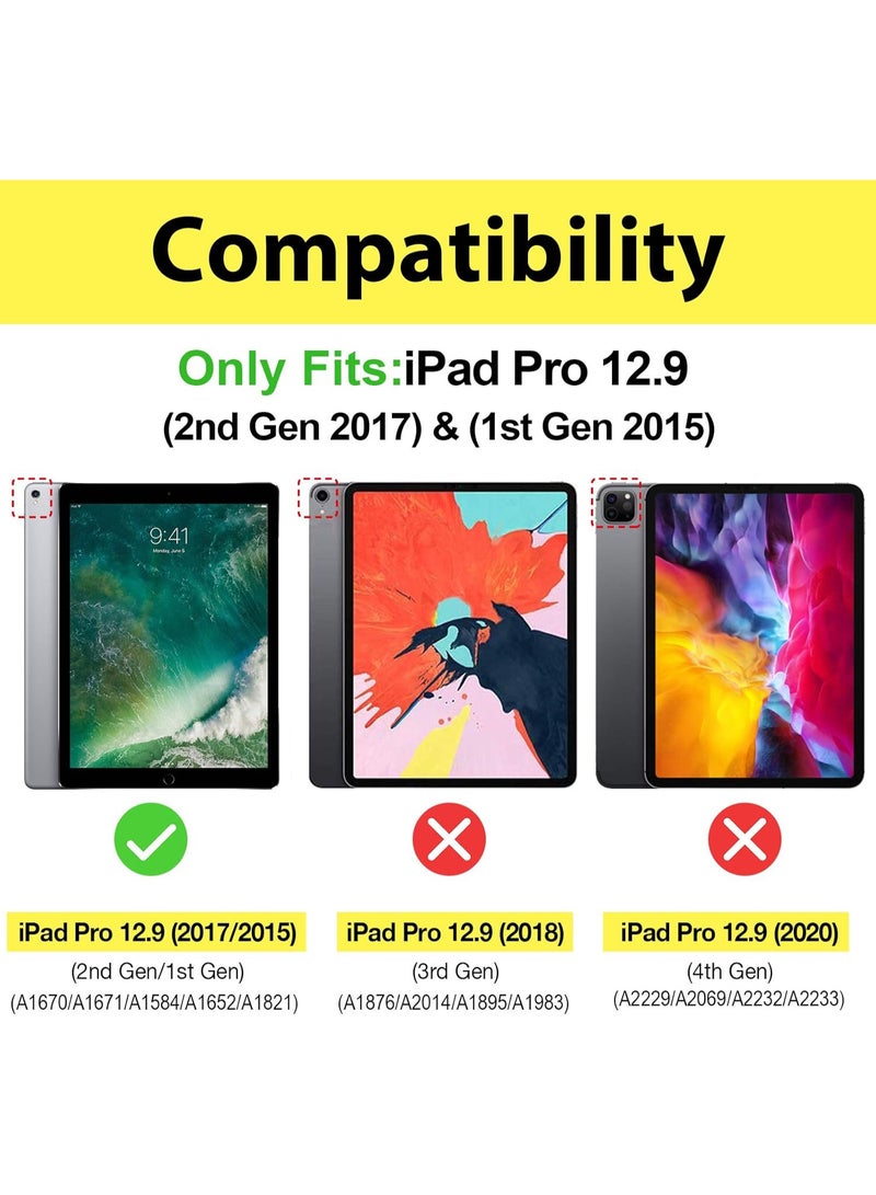 إيروريكس جراب ذكي لجهاز iPad Pro 12.9 الجيل الأول والثاني (موديل 2015 و2017)، غطاء حامل مع خاصية التشغيل/الإيقاف التلقائي، شفاف غير لامع، مقاوم لبصمات الأصابع، أسود - Image 3