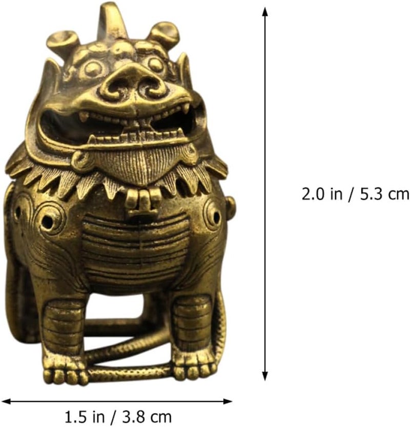 Vintage Copper Incense Burner with Auspicious Chinese Animal Design, Desktop Tabletop Incense Holder Ornament for Home Office Meditation and Aromatherapy Decor - Image 2