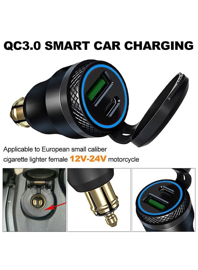 الألومنيوم DIN هيلا التوصيل 30W 5A توصيل الطاقة دراجة نارية مزدوجة شاحن USB QC 3.0 محول الطاقة الشحن السريع مقاوم للماء لـ 12V-24V BMW Ducati Triumph هيلا DIN Socket - Image 4