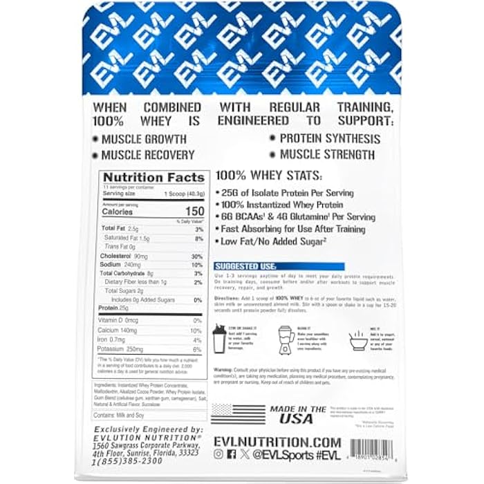 Evlution Nutrition 100% Whey Protein, 25g of Whey Protein, 6g of BCAAs, 4g of Glutamine, Gluten Free (1 LB, Double Rich Chocolate) - Image 2