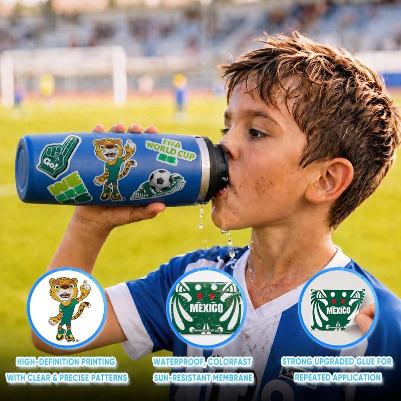 Mesuca ملصقات كأس العالم 2026 - ملصقات كرة القدم الرسمية مع الكأس، مدينة المضيف، الأعلام وتصميم التميمة - Image 3