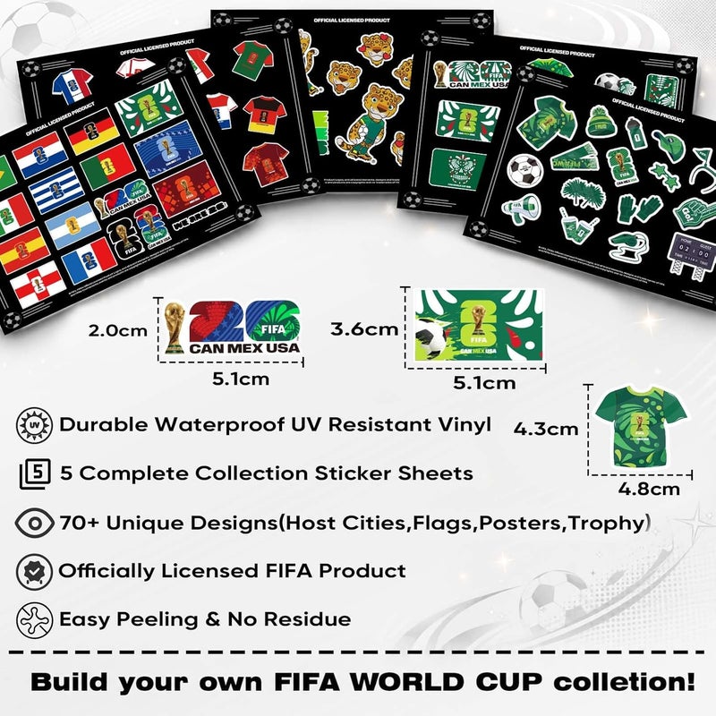 Mesuca ملصقات كأس العالم 2026 - ملصقات كرة القدم الرسمية مع الكأس، مدينة المضيف، الأعلام وتصميم التميمة - Image 2