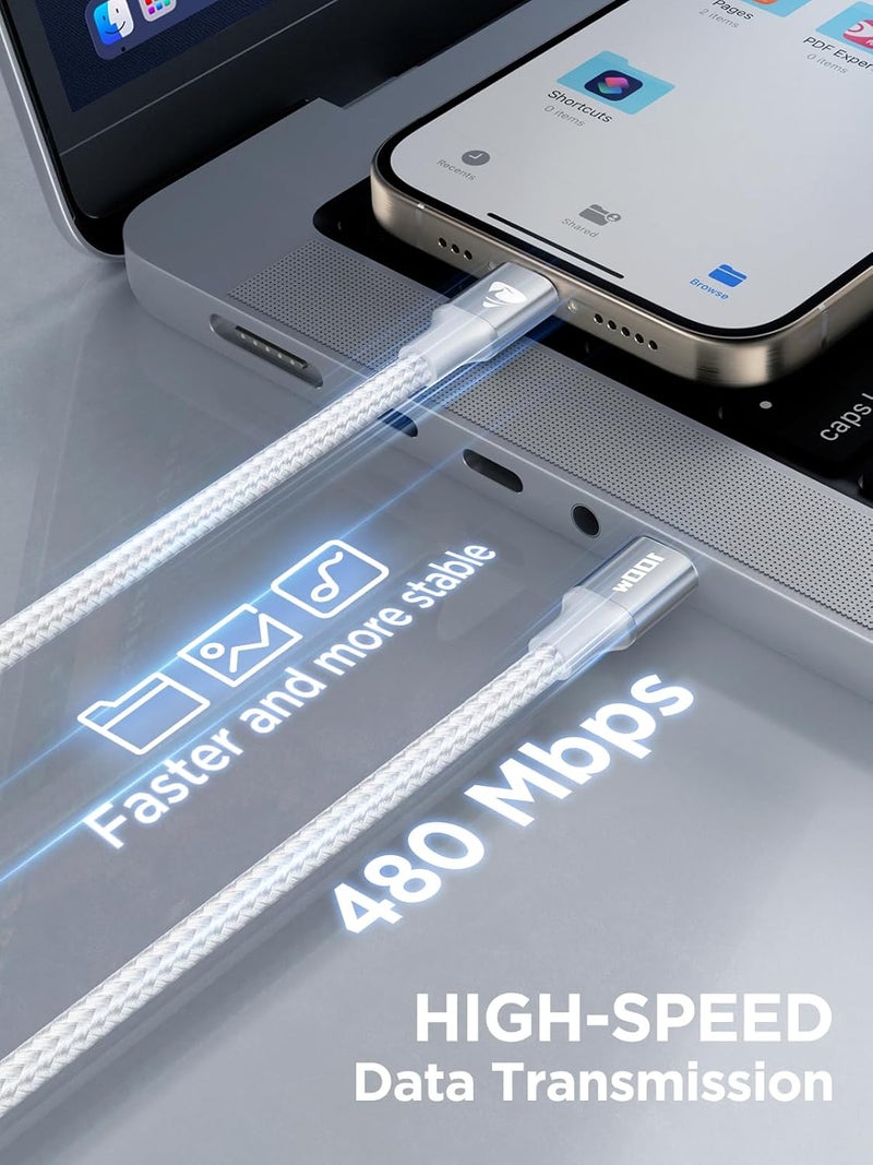 اييونوس كابل USB C بطول 2 متر، كابل شحن آيفون بقدرة 100 واط، كابل USB C إلى Type C مضفر بالنايلون، شحن سريع بتقنية Power Delivery PD متوافق مع سلسلة iPhone 16/15، iPad، MacBook Pro/Air، Galaxy S24 Ultra، Huawei P70 - Image 5