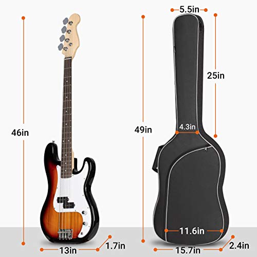 CAHAYA Bass Guitar Bag Gig Bag Backpack Padded Soft Case 0.3 in Padding Lightweight Black Electric Bass Case CY0202 - Image 2