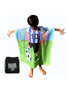 ORiTi Kids Hooded Beach Towels Large Bath Towel for Age 5 10 Years Super Absorbent Swim Cover ups Cloak,Poncho Towels for Boys Girls Large Size 75x150cm Football Theme  - Image 1