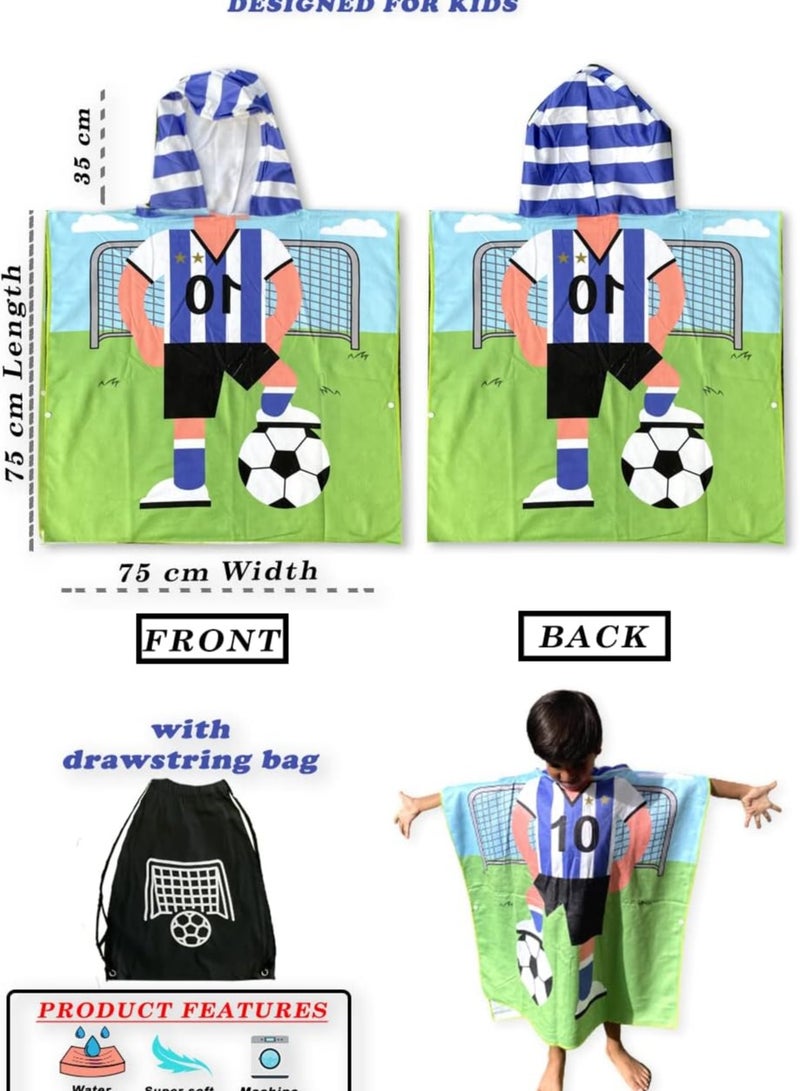 أوريتي منشفة شاطئ مغطاة بالرأس للأطفال منشفة حمام كبيرة للأعمار 5 سنوات 10 سنوات فائقة الامتصاص السباحة غطاء عباءة، منشفة بونشو للأولاد والبنات حجم كبير 75 × 150 سم موضوع كرة القدم - Image 3