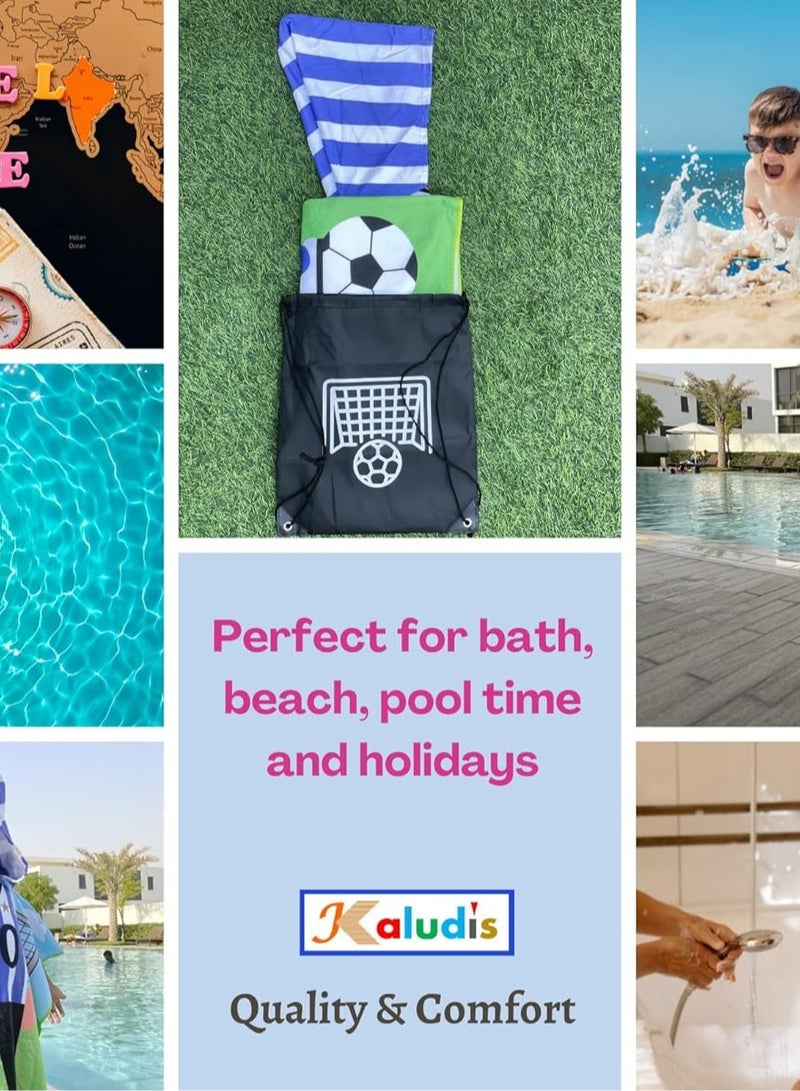 أوريتي منشفة شاطئ مغطاة بالرأس للأطفال منشفة حمام كبيرة للأعمار 5 سنوات 10 سنوات فائقة الامتصاص السباحة غطاء عباءة، منشفة بونشو للأولاد والبنات حجم كبير 75 × 150 سم موضوع كرة القدم - Image 2