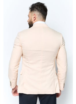 Asos Design Men Textured Semi Formal Blazer, Beige  - Image 4