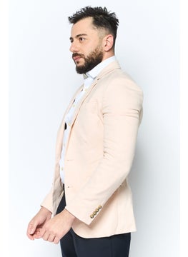 Asos Design Men Textured Semi Formal Blazer, Beige  - Image 3