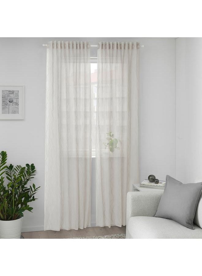 Green Tiger - Sheer curtains, 1 pair, with heading tape/grey, 145x300 cm - Image 1