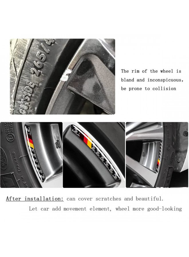 muekzru 4PCS Universal Wheel Sticker,3D Tricolor Flag Emblem Badge for All Models,Universal Carbon Fiber Wheel Protection,Germany Flag Emblem for Audi BMW Mercedes Benz Volkswagen Accessories - Image 2