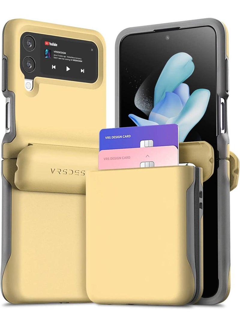 VRS Design Terra Guard Modern Go Z Flip 4 Case Cover Wallet with Hinge Protection and 2 Card Holder Slot - Lemonade 