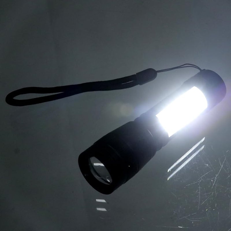 مصباح يدوي قابل لإعادة الشحن عبر USB، محمول، ضوء قوي، أسود، للتخييم والمشي لمسافات طويلة في الهواء الطلق - Image 3