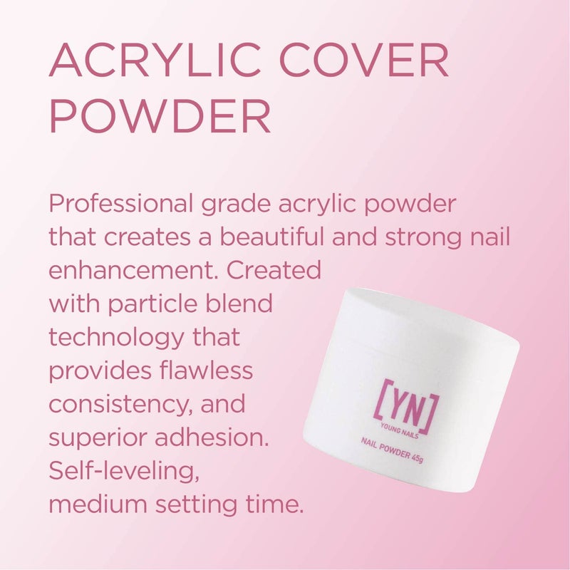 Young Nails Acrylic Cover Powder - Self-Leveling Acrylic Nail Powder, Clear Nude Pink White Acrylic Powder for Nail Extenstion, Professional Grade, Superior Adhesion, Color - Bare, 45g - Image 2