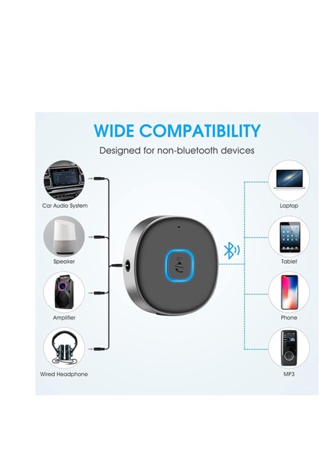 Generic - Bluetooth Aux Receiver for Car, Portable 3.5mm Aux Bluetooth Car Adapter, Wireless Audio Receiver for Car Stereo/Home Stereo/Wired Headphones/Speaker, 16H Battery Life (Black+Silver) - Image 1