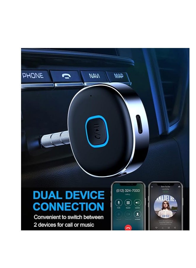 Generic - Bluetooth Aux Receiver for Car, Portable 3.5mm Aux Bluetooth Car Adapter, Wireless Audio Receiver for Car Stereo/Home Stereo/Wired Headphones/Speaker, 16H Battery Life (Black+Silver) - Image 1