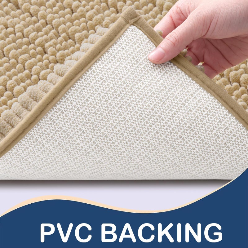 Arotive Arotive Luxury Chenille Bathroom Rug Mat  Extra Soft Thick Absorbent Shaggy Bath Rugs  Non-Slip Machine Wash Dry Plush Bath Runner Mats for Bathroom  Shower  and Tub (59""x35""  Brown)  - Image 3