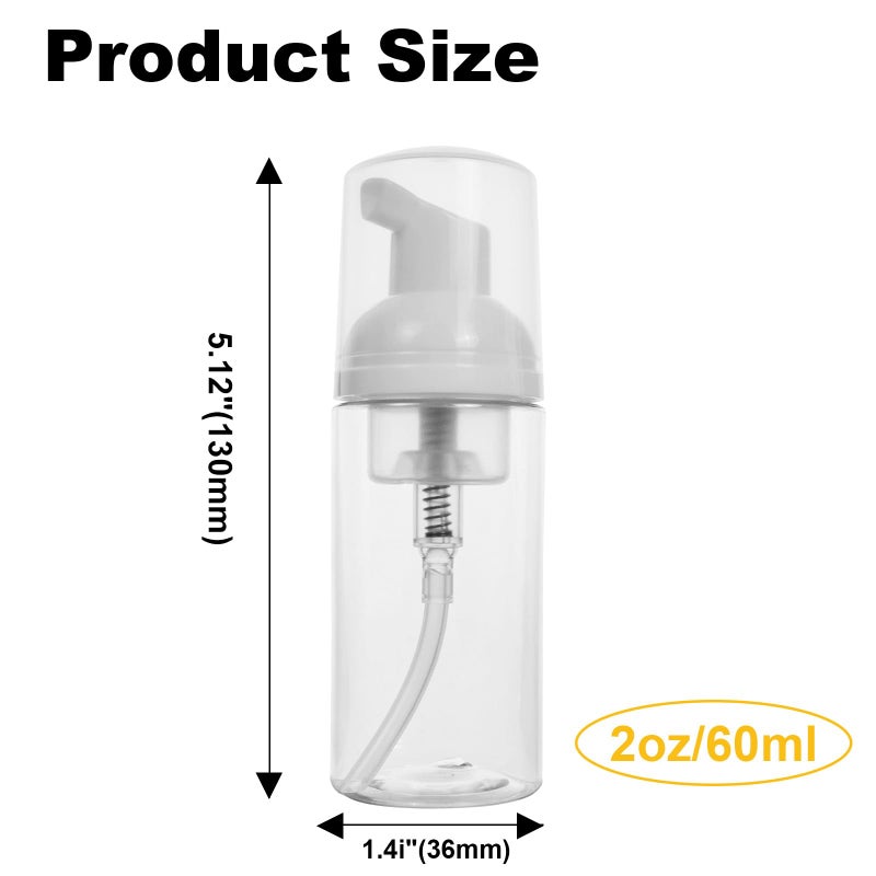 Bienbion 2Oz Travel-Sized Foaming Pump Bottles 4Pcs Empty Foam Pump Bottle Refillable Travel Size Mousse Bottle Hand Soap Shampoo Lash Shampoo Foaming Soap Dispenser Bottles Bpa Free(Clear) (A-Clear) - Image 2