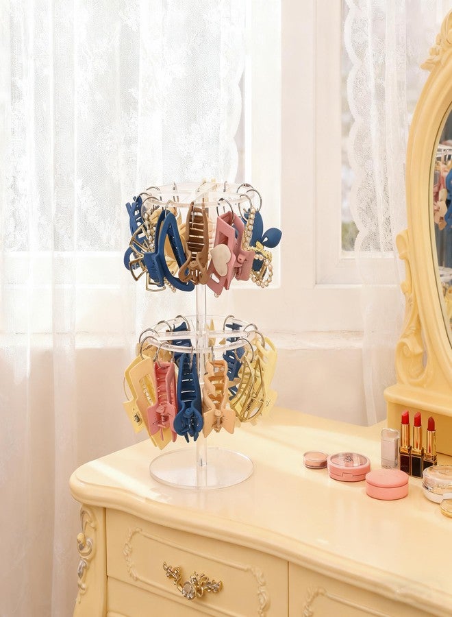 QUPIVA 2-Tier Acrylic Claw Clip Organizer Rack- Large Capacity Hair Claw Clips Holder for Bathroom, Bedroom- Durable Clear Hair Accessories Organizer Storage for Women and Girls - Image 2