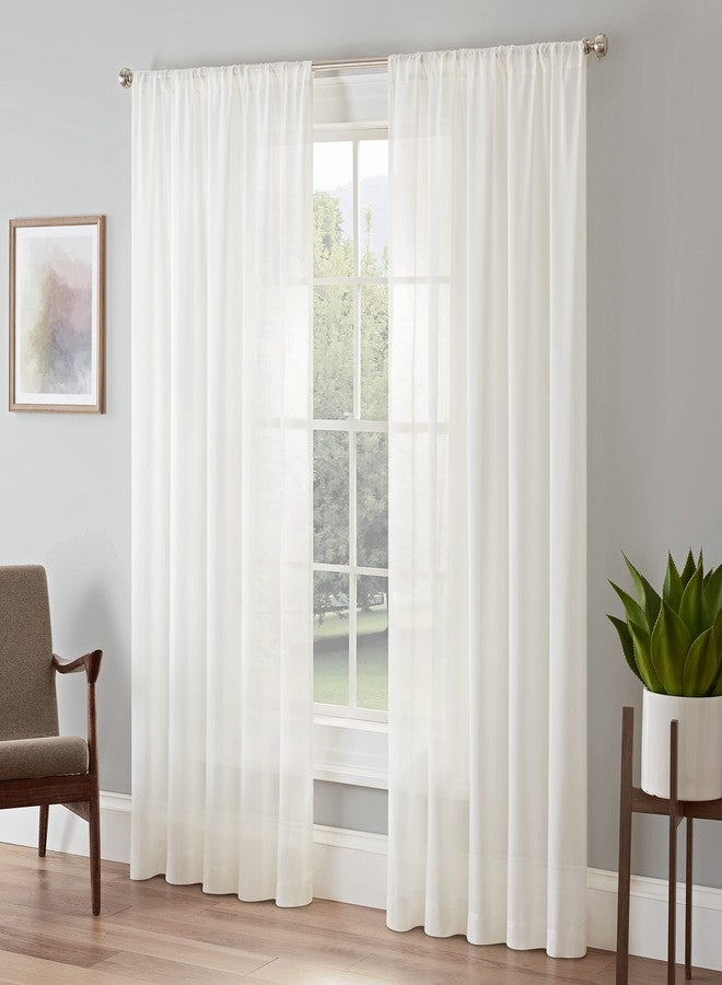 Eclipse Chelsea UV Light Filtering Window Sheer Curtain Panel White 52x108 108 Inches - Image 1