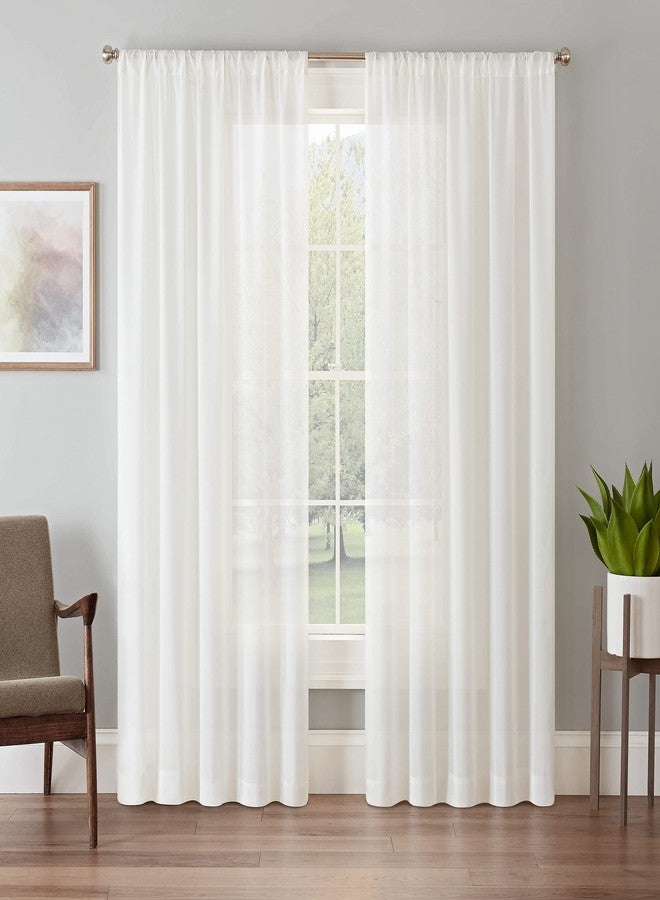 Eclipse Chelsea UV Light Filtering Window Sheer Curtain Panel White 52x108 108 Inches - Image 2