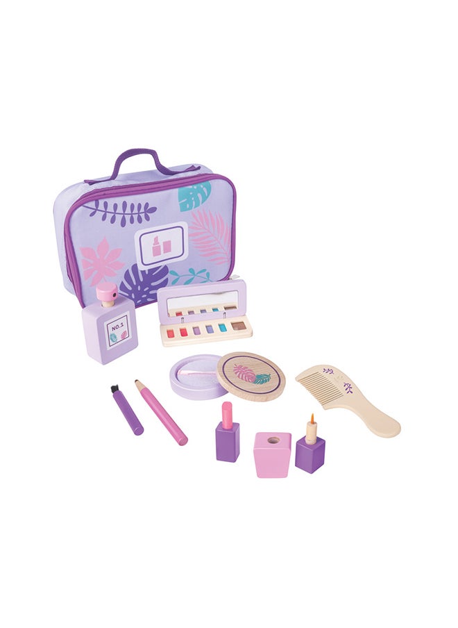 Hape - Hape Pretend Make Up Playset, Wooden Cosmetics Pretend Play Toy Kit, Make up Kit For Girls, Role Play | 3+ Yrs | Comes in a Carry Bag | FSC Certified Toys | 12pcs - Image 1