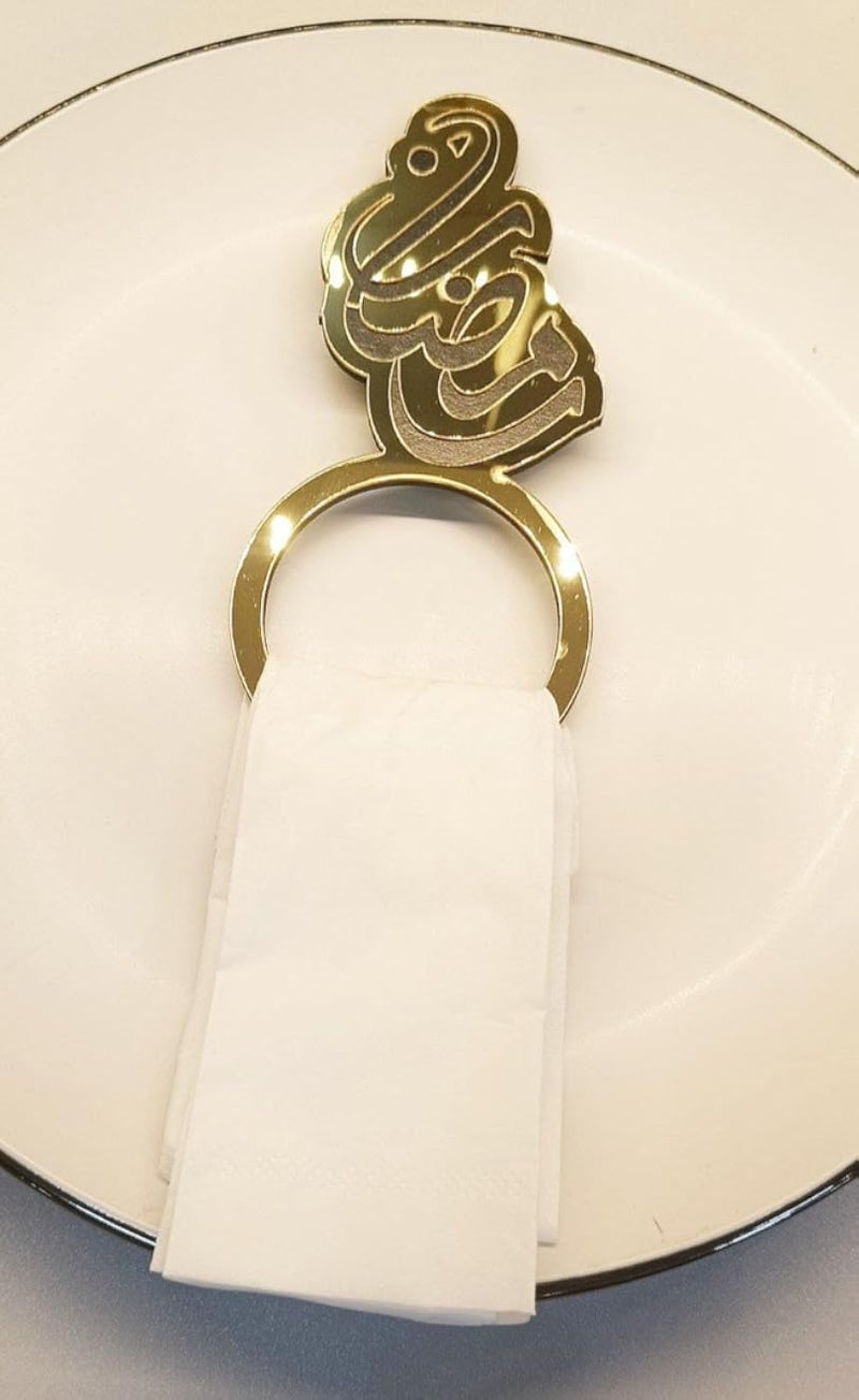 Festive Ramadan Napkin Holder â€“ Elegant Gold Acrylic Stand for Dining Tables, Organizes Napkins for Iftar, Suhoor, and Holiday Celebrations (Ramadan kareem (one pack))