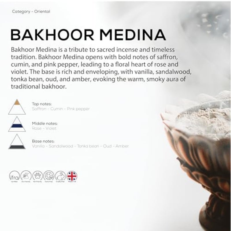 زيت عطري بخور المدينة المنورة - غني بأجود المكونات الطبيعية الزعفران والعود والعنبر والورد والفانيليا والفلفل الوردي، مثالي للمكاتب والمنازل وغرف الفنادق 170 مل - Image 2