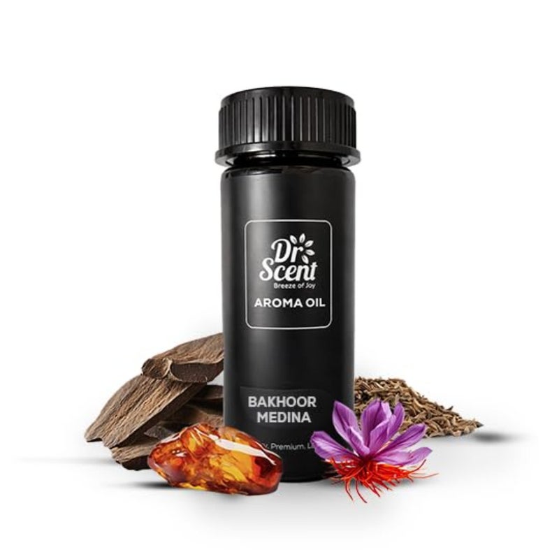 زيت عطري بخور المدينة المنورة - غني بأجود المكونات الطبيعية الزعفران والعود والعنبر والورد والفانيليا والفلفل الوردي، مثالي للمكاتب والمنازل وغرف الفنادق 170 مل - Image 1