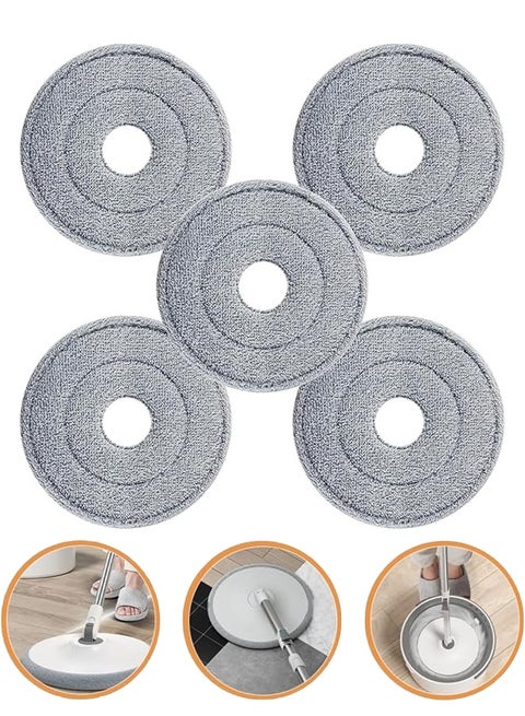5-Piece Circular Mop Cloth Replacement, Wet & Dry Household Cleaning Mop, Washable Microfiber Cloth Pad Mop Head, Used for Household Cleaning and Sweeping