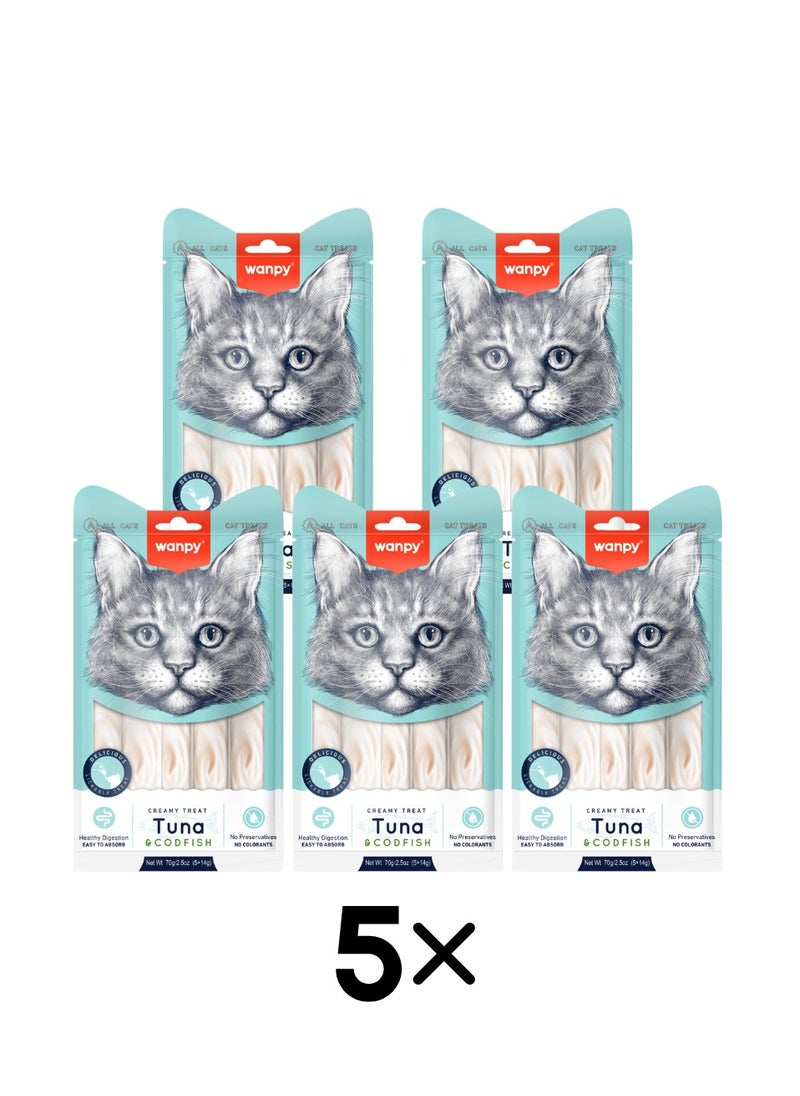 Wanpy Wanpy Tuna & Cod Flavoured Creamy Treats for Cats 70g - 5pcs 