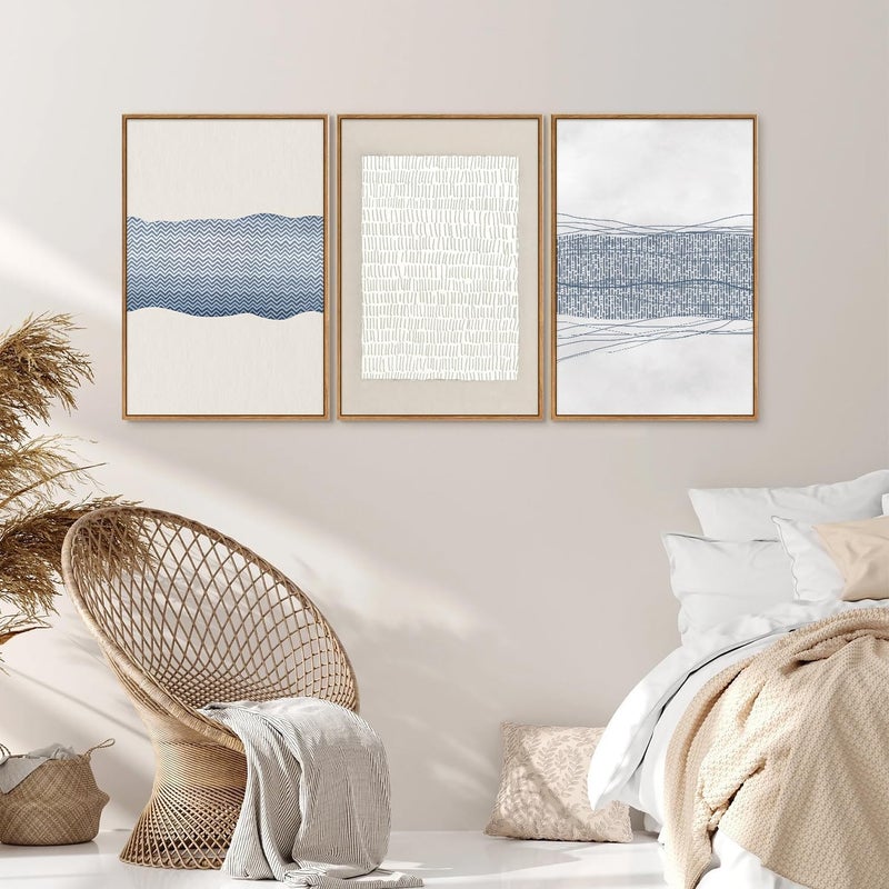 EMODA Canvas Wall Art Set of 3 with Outer Frame, 30 x 40 cm Each, Premium Framed Canvas Prints for Living Room Bedroom Office Home Décor, Modern Wall Decoration Artwork Set - Image 4