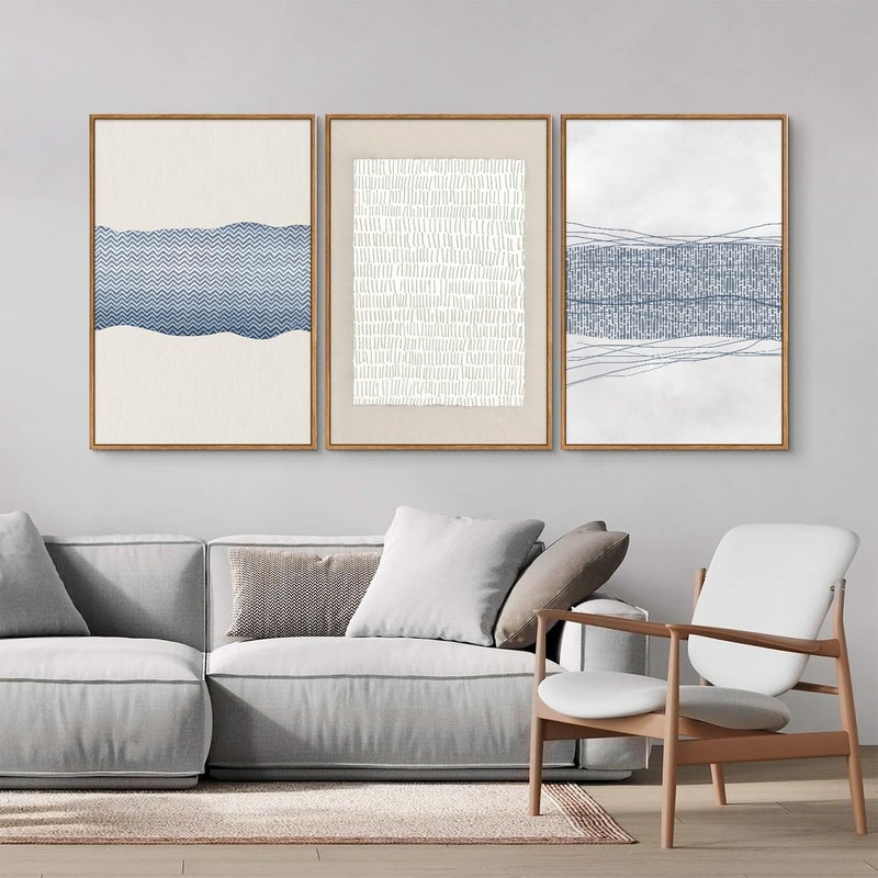 EMODA Canvas Wall Art Set of 3 with Outer Frame, 30 x 40 cm Each, Premium Framed Canvas Prints for Living Room Bedroom Office Home Décor, Modern Wall Decoration Artwork Set - Image 3