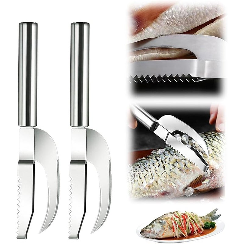 Fauppt Fish Scales Scraping Tool, Multifunction Stainless Steel Fish Scale Knife Fish Cleaning Kit,Fish Scale Remover for Home Market Restaurant Use (2pc) - Image 1