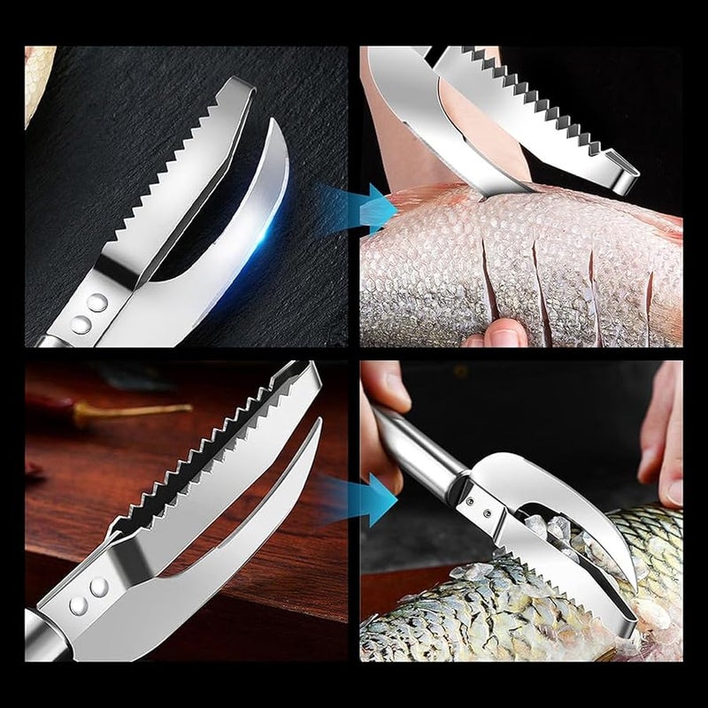 Fauppt Fish Scales Scraping Tool, Multifunction Stainless Steel Fish Scale Knife Fish Cleaning Kit,Fish Scale Remover for Home Market Restaurant Use (2pc) - Image 5