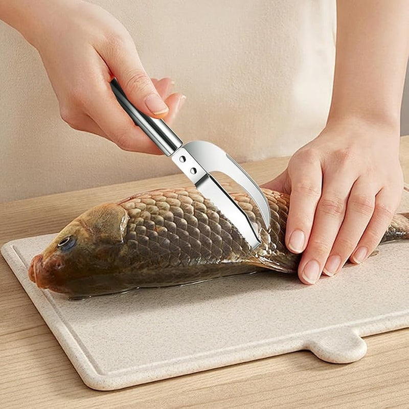 Fauppt Fish Scales Scraping Tool, Multifunction Stainless Steel Fish Scale Knife Fish Cleaning Kit,Fish Scale Remover for Home Market Restaurant Use (2pc) - Image 2