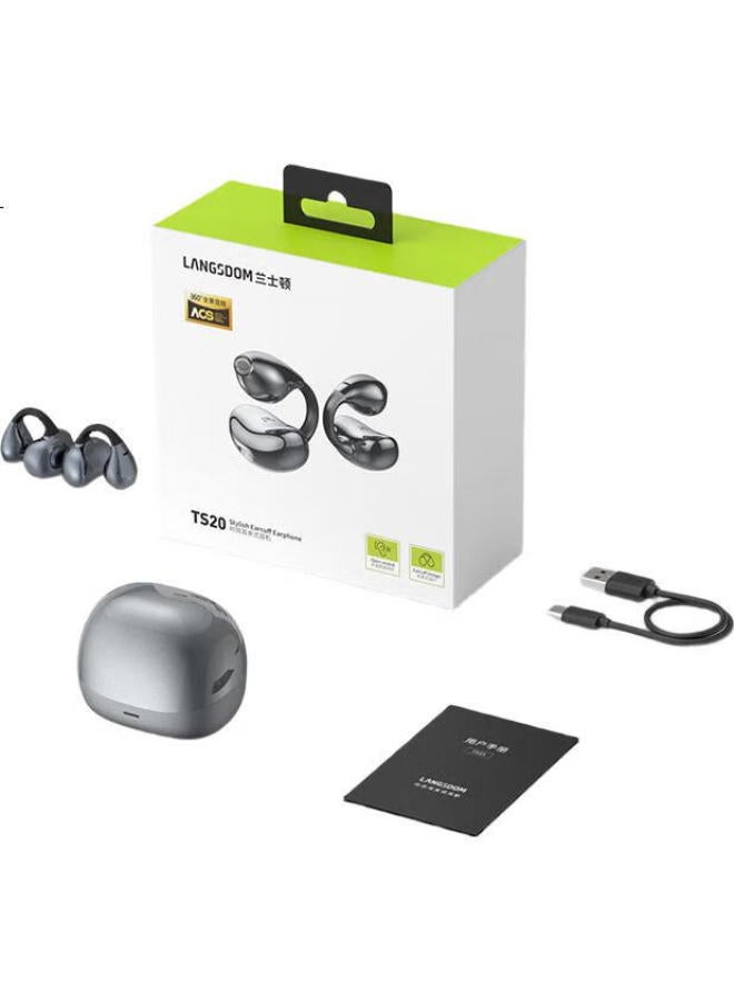 Langston Lanston Bluetooth Earphone Clip-On Style Bone Conduction Concept Wireless Open Non-In-Ear Sports Running Cycling Call Noise Reduction Suitable For Apple Huawei Phones Ts20 Purple - Image 1