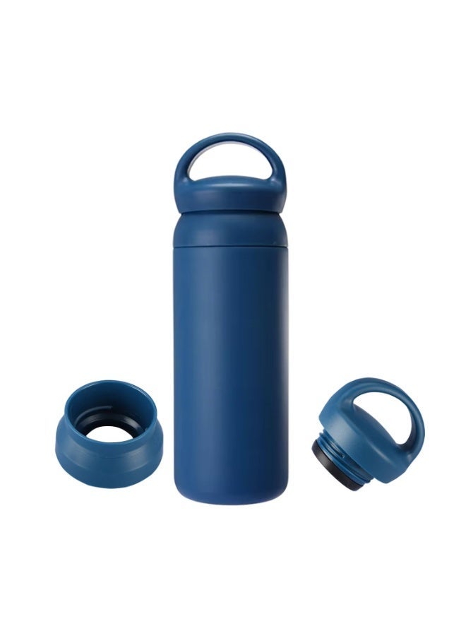 CRAVISTA Stainless Steel Vacuum Insulated Thermos Bottle with Easy-to-Carry Hook Anti Scalding Reusable Tumbler Flask Sports Water Bottle for Hiking Biking Students Men Women (Blue, 500 ML) - Image 2