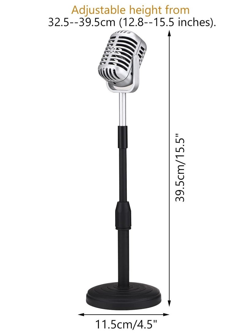 Desktop Microphone Prop Model, with Adjustable Stand, Classic Retro Style Microphone Prop Decor for Party Decoration Costume Role Play Game Night - Image 2