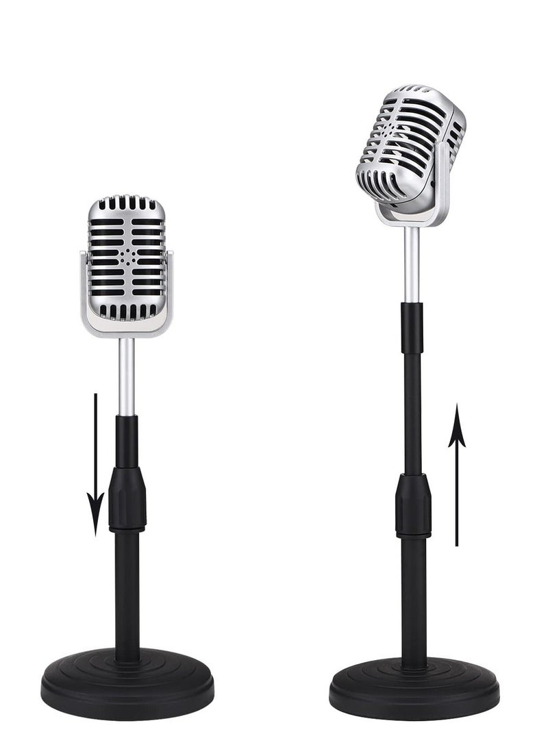 Desktop Microphone Prop Model, with Adjustable Stand, Classic Retro Style Microphone Prop Decor for Party Decoration Costume Role Play Game Night - Image 3