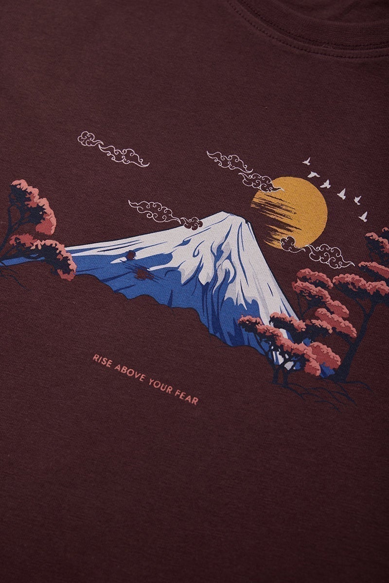 سنيتش تيشيرت واسع مقاس كبير بلون بني داكن - Image 2