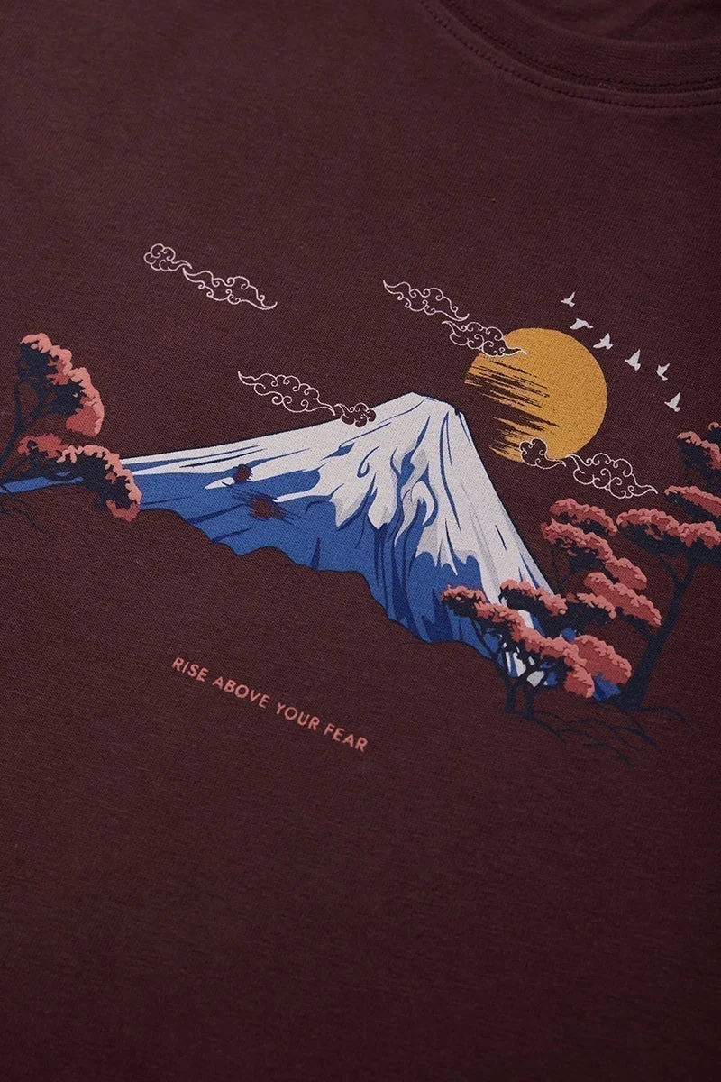 سنيتش تيشيرت واسع مقاس كبير بلون بني داكن